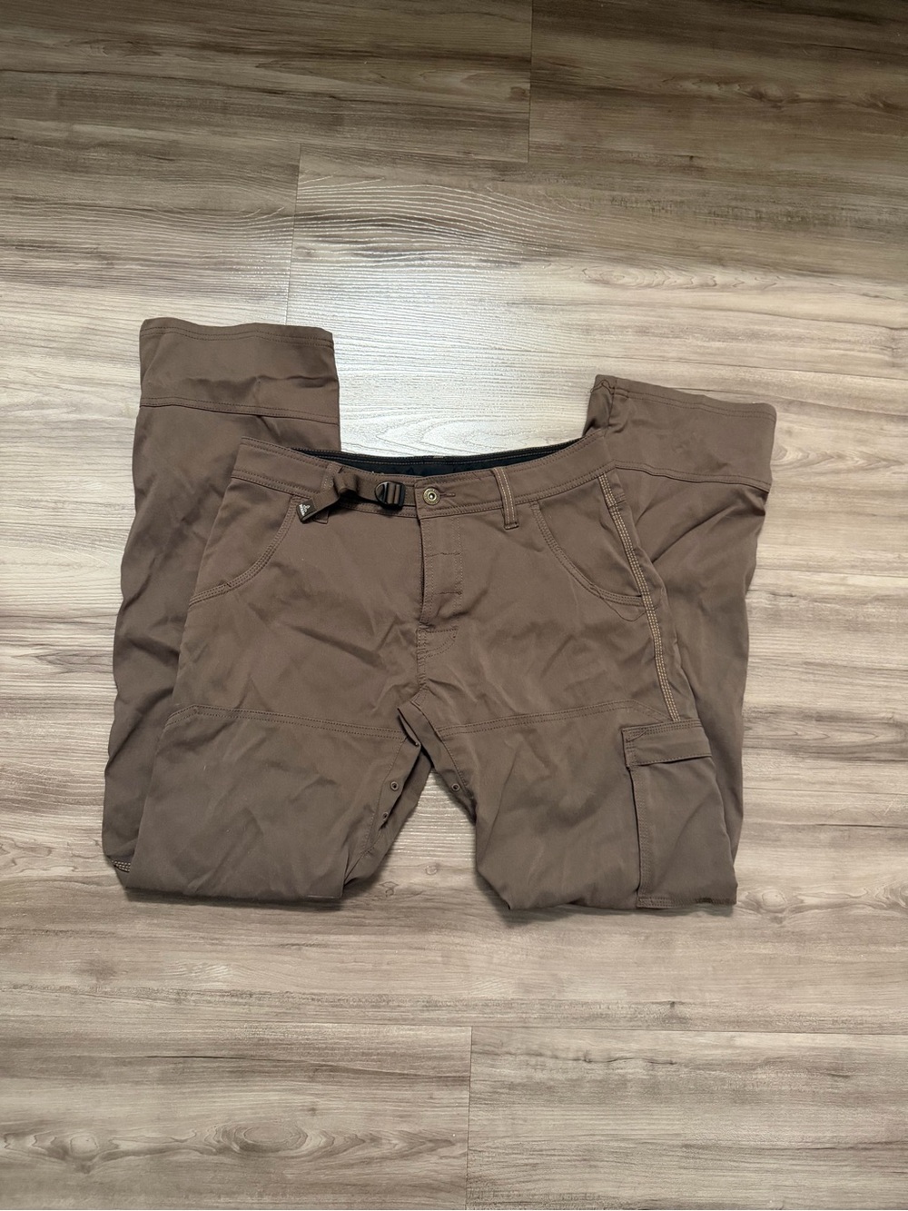 Men's Brown Utility Cargo Pants with Integrated Belt